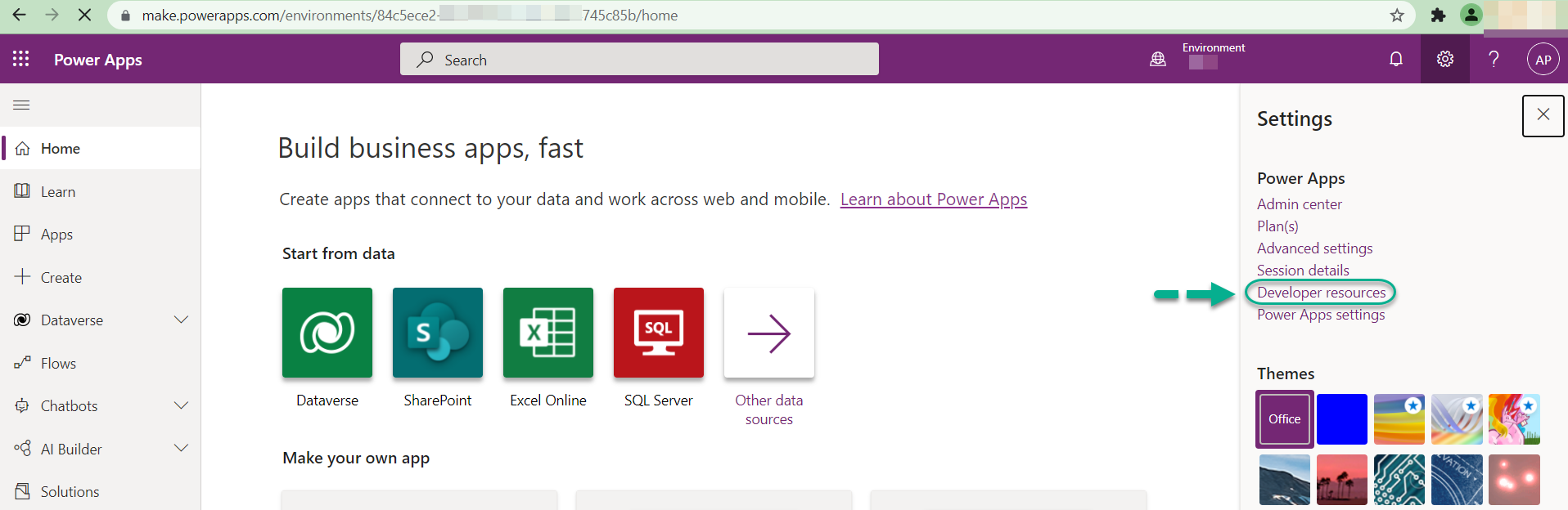 How to get the Dataverse Web API endpoint details in the Microsoft PowerApps?